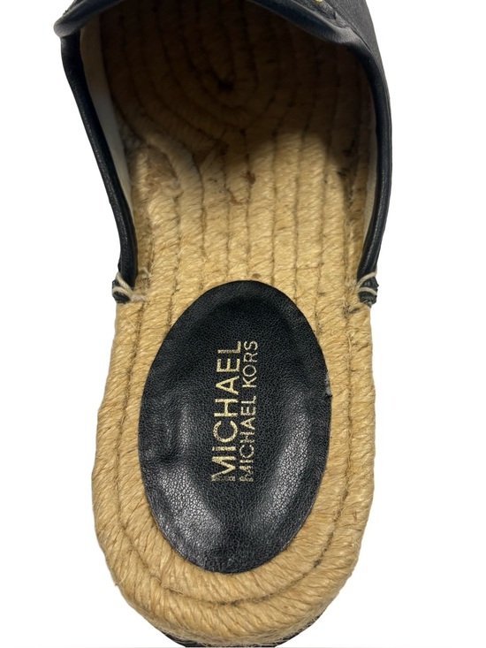 Michael Kors Hastings Leather Espadrille Mule Black Logo Slide Slip On Size 7 - Picture 11 of 12